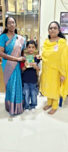 Students donating books to the library,